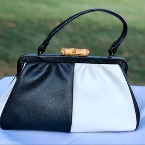 Vintage Mod Black & White Color-block Handbag